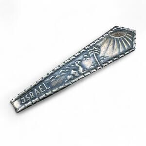 Vintage Israel 835 Silver Money Clip Souvenir Sun Palm Tree Camel Midcentury